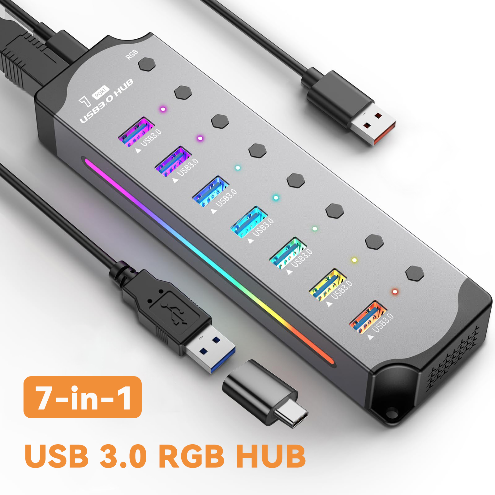 Esports Gaming Splitter - Концентратор USB 3.0, высокоскоростной USB-сплиттер 7-в-1,
