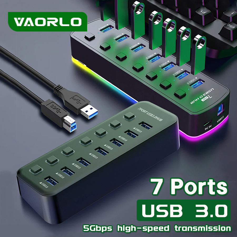 Esports Gaming Splitter - Концентратор RGB USB 3.0, 7 портов,