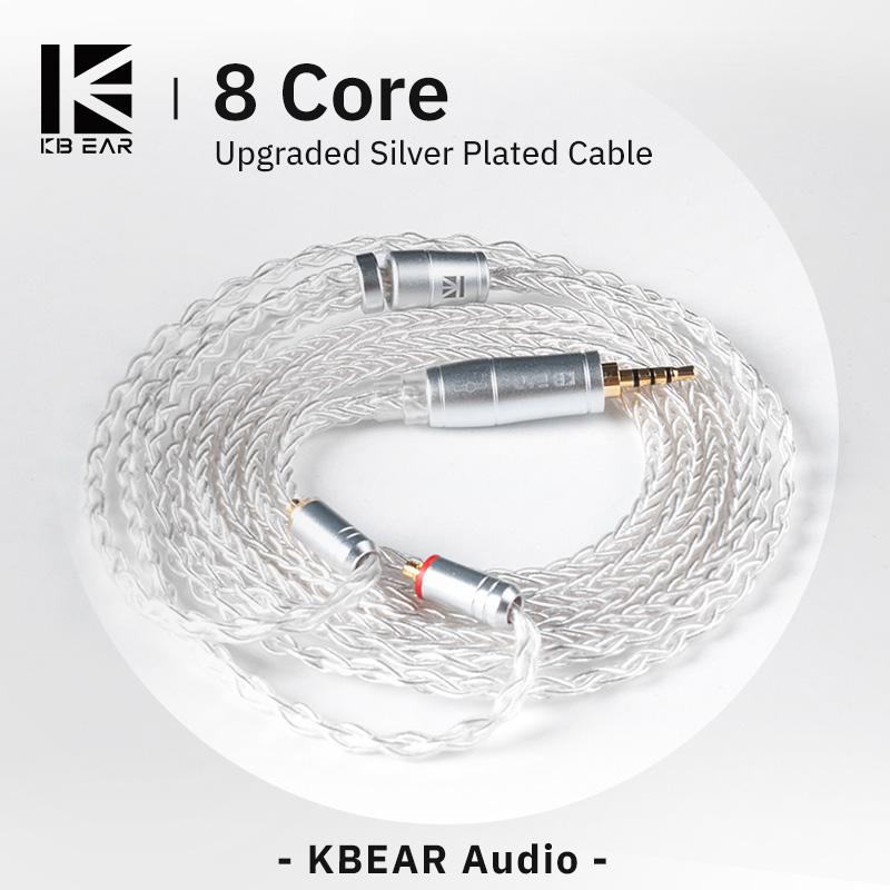 Esports Gaming Earbuds - KBEAR 8-ядерный обновленный серебристый проводный кабель