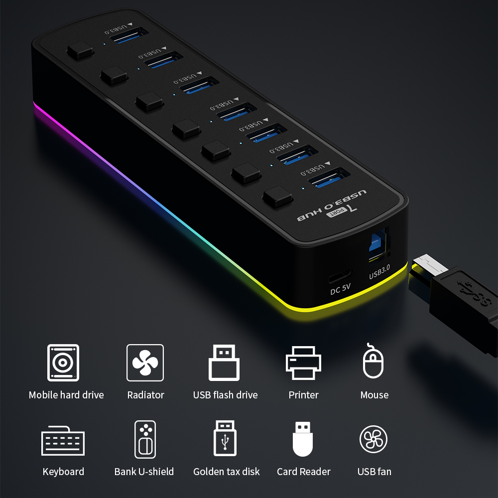 Концентратор RGB USB 3.0, 7 по – обзор и цена Esports Gaming Splitter